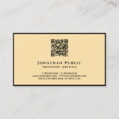 QR Code Schwarz und Gold Elegante moderne Vorlage Visitenkarte (Rückseite)