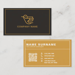 QR-Code Schwarz und Gold Modern Professionell Visitenkarte