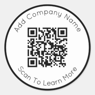 QR-Code Schwarz und Weiß-Geschäftsvorlage scannen Runder Aufkleber
