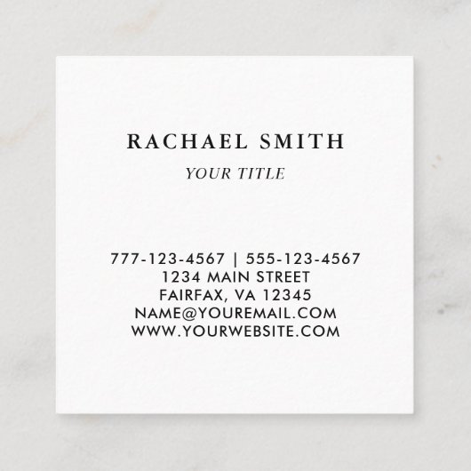 QR-Code Schwarz und Weiß Quadratische Visitenkarte (Rückseite)