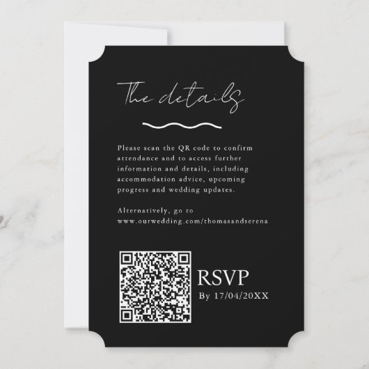 QR-Code Schwarz-Weiß-Brautparty-Hen Do Einladung (Rückseite)