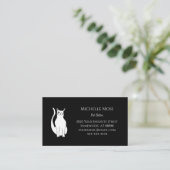 QR-Code Schwarz-weiß Cat Pet Sitter Scannierbar Visitenkarte (Stehend Vorderseite)