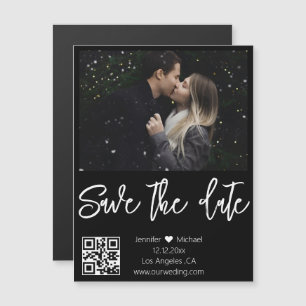 QR-Code Schwarz Weiß Foto Save-the-Date-Magnet Magnetkarte