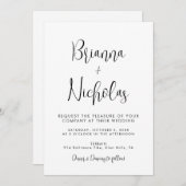 QR Code Schwarz-Weiß-Kalligrafie-Hochzeit Einladung (Vorne/Hinten)