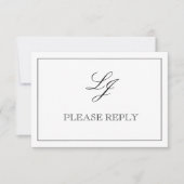 QR Code Schwarz-Weiß-Kalligrafie Monogramm Hochzei RSVP Karte (Vorderseite)