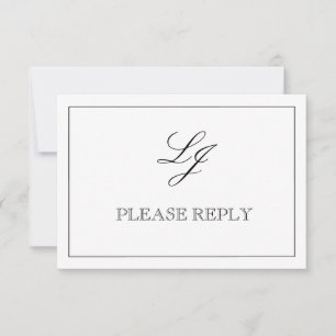 QR Code Schwarz-Weiß-Kalligrafie Monogramm Hochzei RSVP Karte