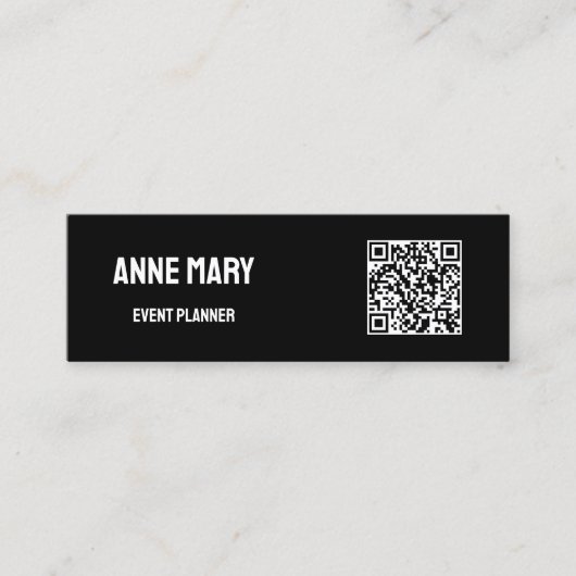 QR Code Schwarz-weiß Moderner Hochzeitsplaner Mini Visitenkarte (Vorderseite)