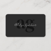 QR-Code Schwarz-weiß Monogram Script Social Media Visitenkarte (Vorderseite)