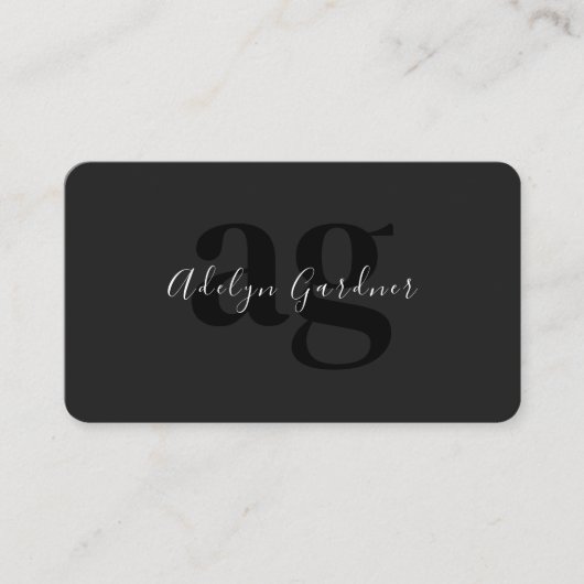 QR-Code Schwarz-weiß Monogram Script Social Media Visitenkarte (Vorderseite)