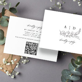 QR-Code Schwarz-Weiß-Monogramm-Hochzeit RSVP Karte