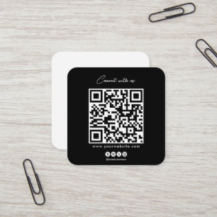 QR-Code Schwarz-weiß nach der Prüfung, um eine Ver Quadratische Visitenkarte