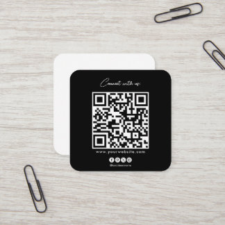 QR-Code Schwarz-weiß nach der Prüfung, um eine Ver Quadratische Visitenkarte