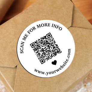 QR-Code Schwarz-weiß Runder Aufkleber