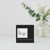 QR-Code Schwarz-weiß-Square-Logo Einfach Quadratische Visitenkarte (Stehend Vorderseite)