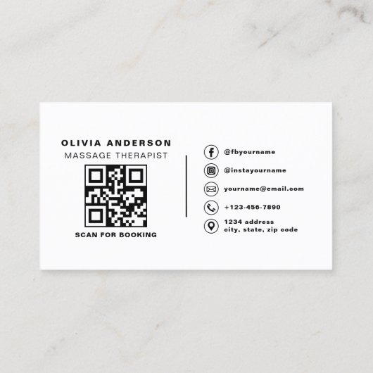 QR-Code Schwarz-weiß Visitenkarte (Rückseite)