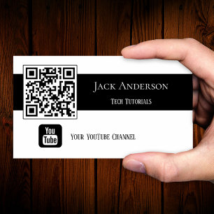 QR-Code Schwarz-Weiß-Vlogger-Geschäftskarte Visitenkarte