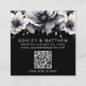 QR Code Schwarz-weiß Wedding RSVP Begleitkarte (Vorderseite)