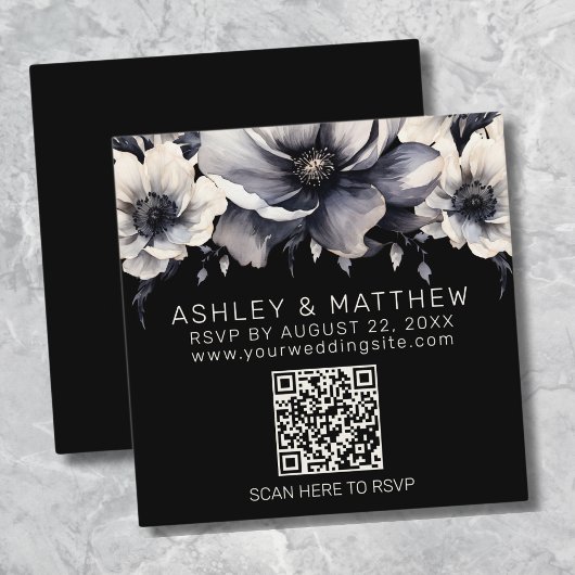 QR Code Schwarz-weiß Wedding RSVP Begleitkarte