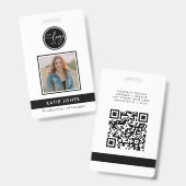 QR-Code Schwarz-weiße Logo-Mitarbeiter-Foto-ID Ausweis (Vorder- & Rückseite)