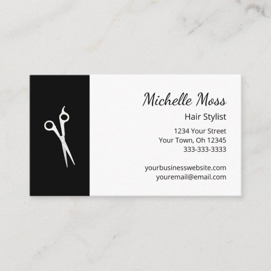 QR-Code Schwarz-weiße Schere Haarstempel Visitenkarte (Vorderseite)