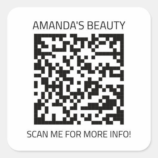 QR-Code Schwarz-weiße Werbeaktion - kleine Rücksei Quadratischer Aufkleber (Vorderseite)