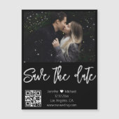 QR-Code Schwarz-weißes Foto speichern Datumsmagnet Magnetkarte (Vorderseite)