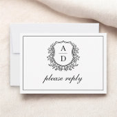QR Code Schwarz-weißes Wappen Monogramm Hochzeit RSVP Karte