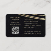 QR-Code Schwarze Gold-Signatur Elegant Beruflich Visitenkarte (Rückseite)