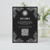 QR Code Schwarze Minimale Hochzeitdetails Begleitkarte (Stehend Vorderseite)