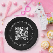 QR-Code | Schwarze moderne Geschäftskorporationsve Pappteller (Party)