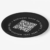 QR-Code | Schwarze moderne Geschäftskorporationsve Pappteller (Schrägansicht)
