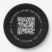 QR-Code | Schwarze moderne Geschäftskorporationsve Pappteller (Vorderseite)