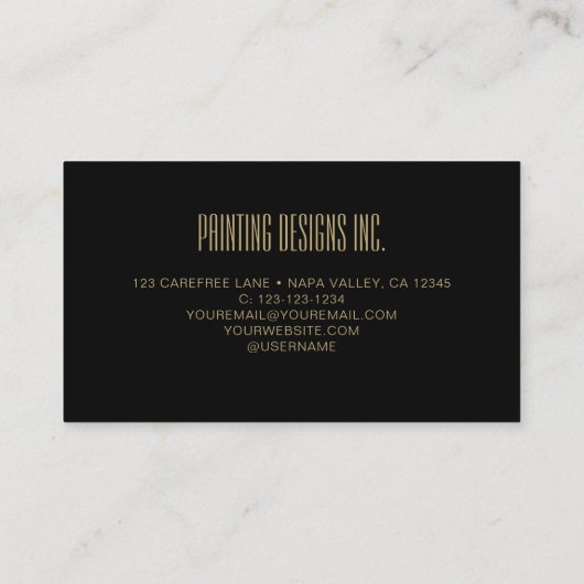 QR Code Schwarze moderne Malerei Visitenkarte (Rückseite)