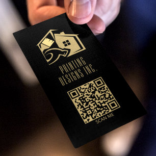 QR Code Schwarze moderne Malerei Visitenkarte
