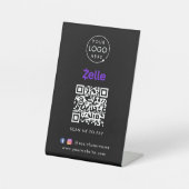 QR-Code | Schwarzer Scan zur Bezahlung von Geschäf Sockelschild (Vorderseite)