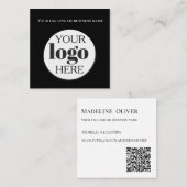 QR-Code Schwarzes Logo Einfach weiß Quadratische Visitenkarte (Vorne/Hinten)