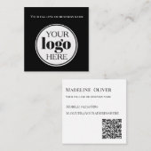 QR-Code Schwarzes Logo Einfach weiß Quadratische Visitenkarte (Vorne/Hinten)