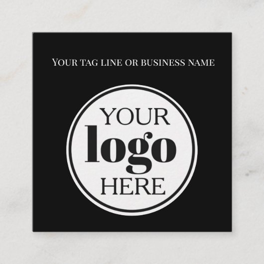 QR-Code Schwarzes Logo Einfach weiß Quadratische Visitenkarte (Vorderseite)