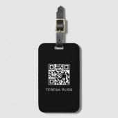 QR-Code Schwarzes modernes stilvolles virtuelles K Gepäckanhänger (Vorderseite Vertikal)