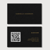 QR Code Schwarzes Papier Textur & Gold Typografie Visitenkarte