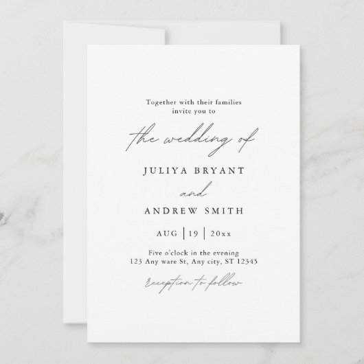 QR-Code Schwarzweiß mit Foto-Hochzeit Einladung (Vorderseite)