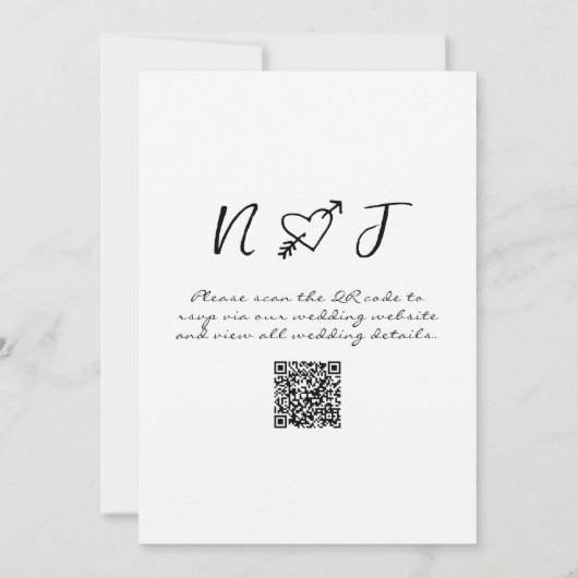 QR Code Scribble Hand Drawn geschrieben Einzigarti Einladung (Rückseite)