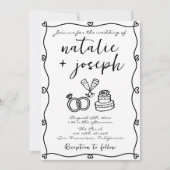 QR Code Scribble Hand Drawn Writing Foto Wedding Einladung (Vorderseite)