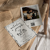 QR Code Scribble Hand Drawn Writing Foto Wedding Einladung