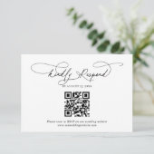 QR Code Script floral Dusty Blue Wedding Rsvp Begleitkarte (Stehend Vorderseite)