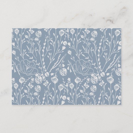 QR Code Script floral Dusty Blue Wedding Rsvp Begleitkarte (Rückseite)