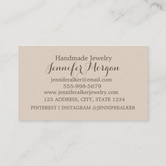 QR Code Script Pampas Sand Boho Handmade Juwelen Visitenkarte (Rückseite)