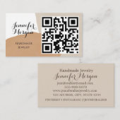 QR Code Script Pampas Sand Boho Handmade Juwelen Visitenkarte (Vorne/Hinten)