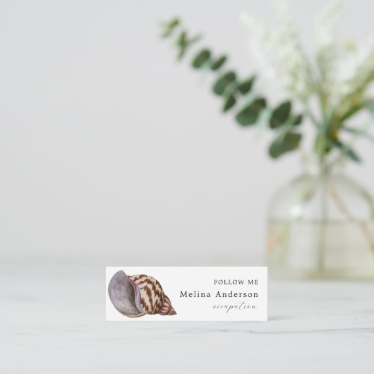 QR Code Seashell Social Media Mini Business Card Mini Visitenkarte (Stehend Vorderseite)