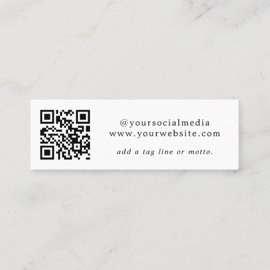 QR Code Seashell Social Media Mini Business Card Mini Visitenkarte (Rückseite)